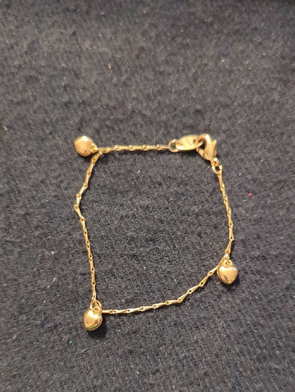 Gold Tone Heart Charm Dainty Delicate Statement Bracelet